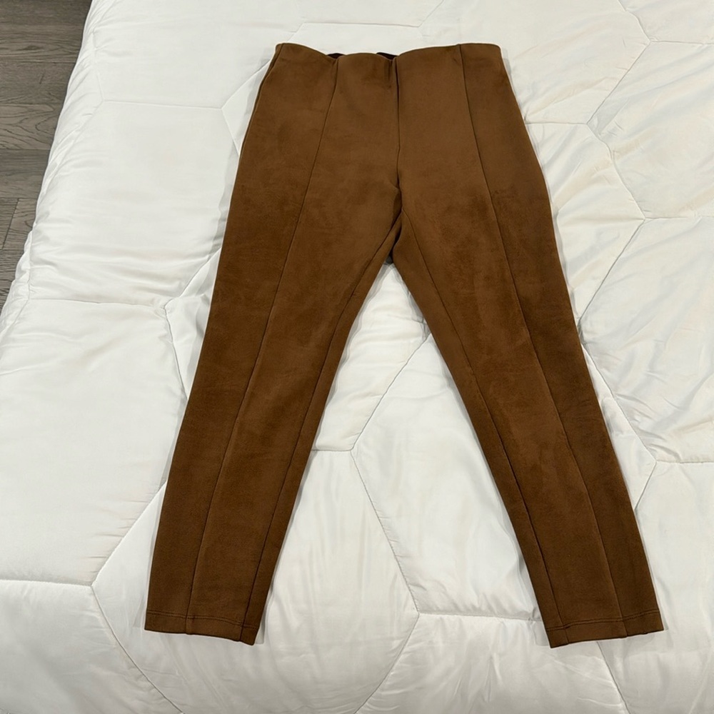 Camel colored suede leggings